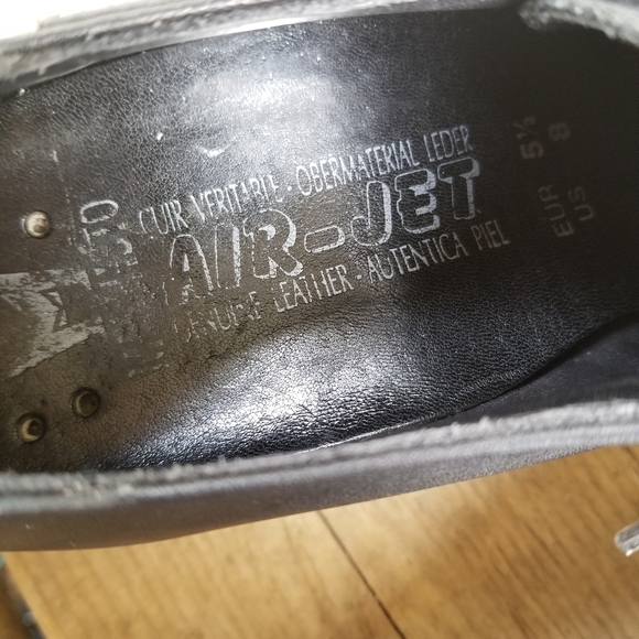 Vintage 90s y2k Mephisto Comfort Square Toe Chunky Heel Black Leather Oxfords 8 - Picture 9 of 10